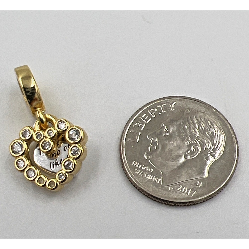 Pandora Sparkling Heart Double Dangle Charm Gld Plated .925 Sterling Silver NWOT - Picture 7 of 7
